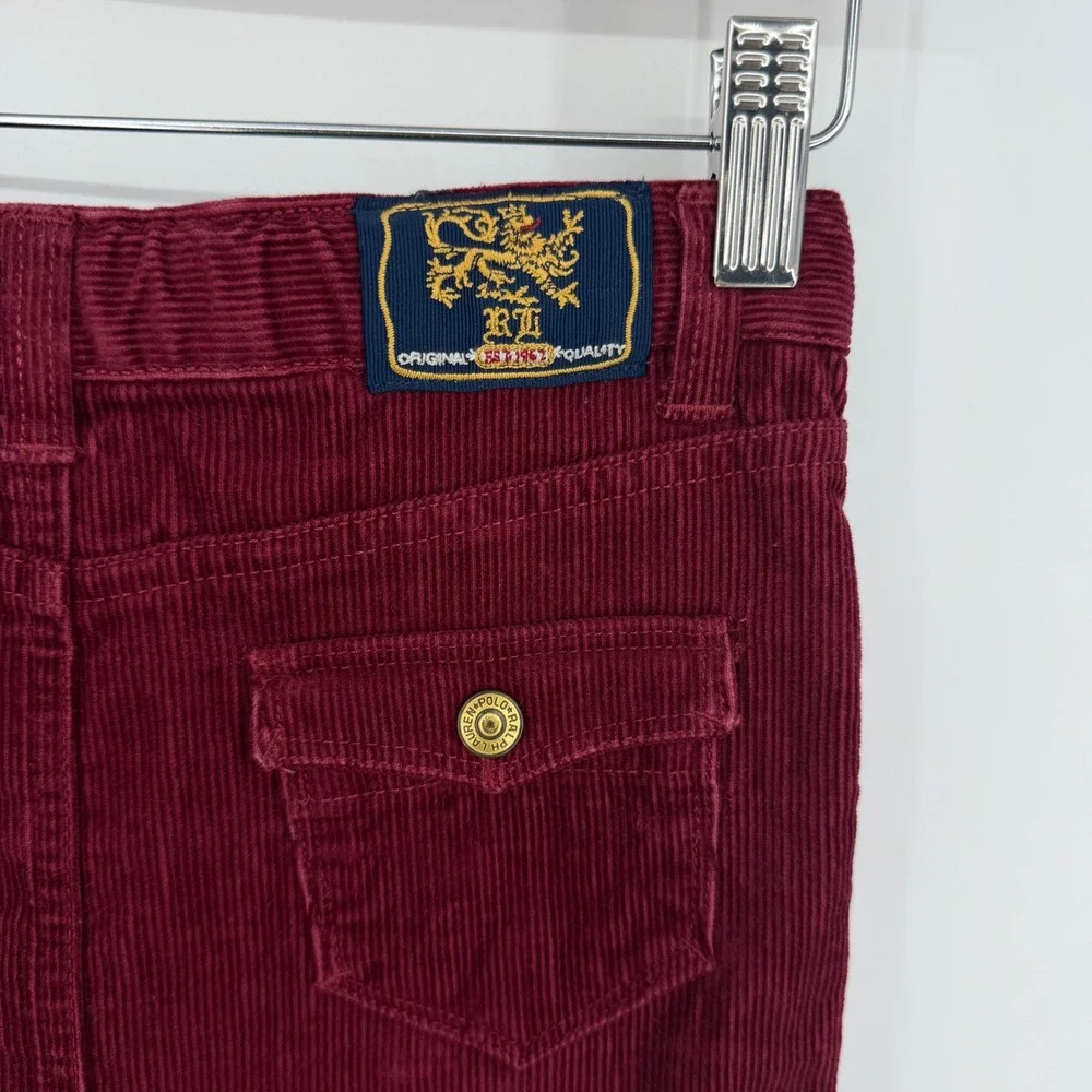 Ralph Lauren Girl's Burgundy Corduroy Pleated Skirt Preppy Sz 6X‎